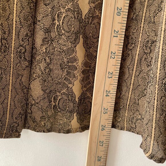 Pomodoro Womens Brown Gold Tapestry Style Print Silk Button Up Shirt Size 6 - Picture 7 of 8